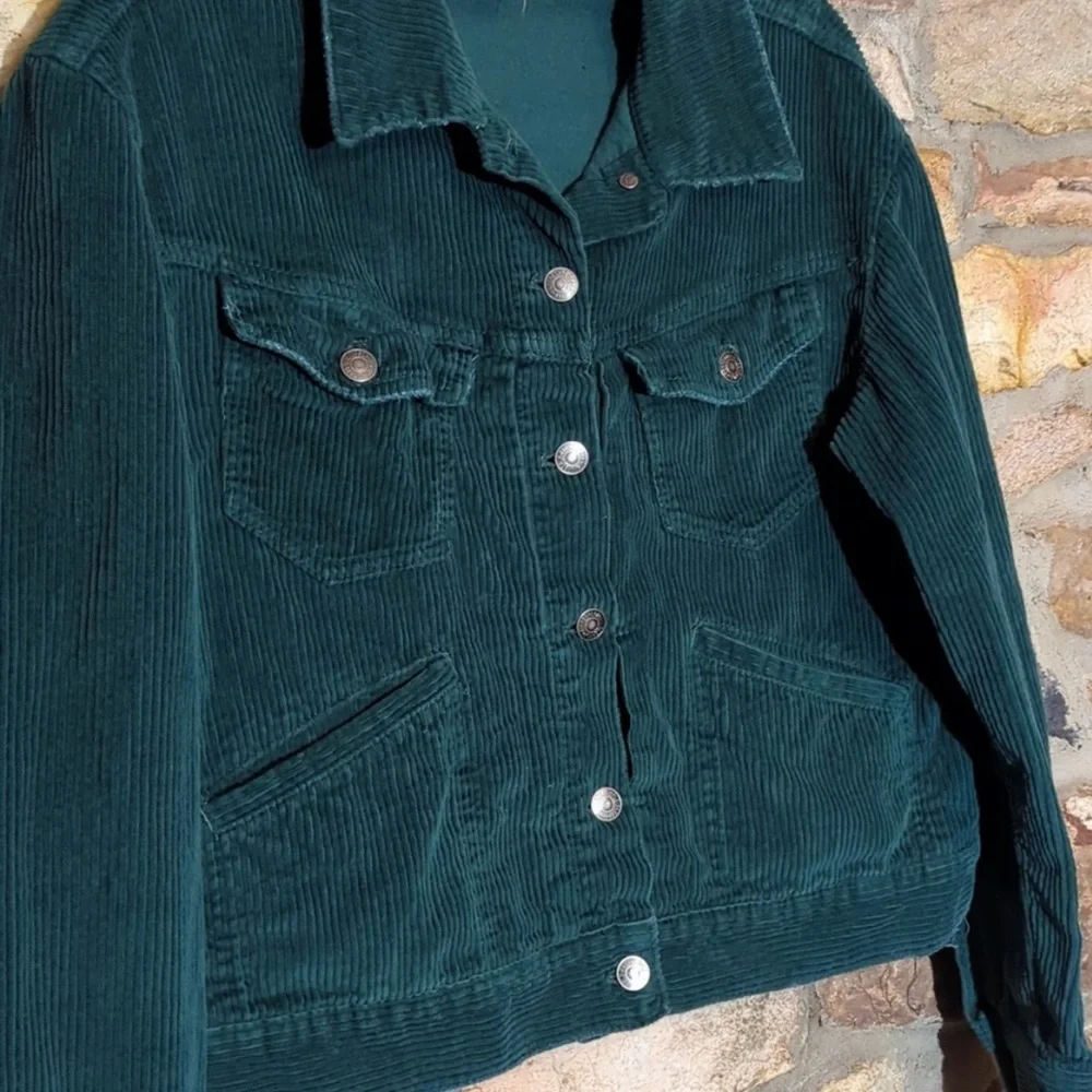 Free People Green Corduroy Jacket with Rust Accent - Picture 5 of 14